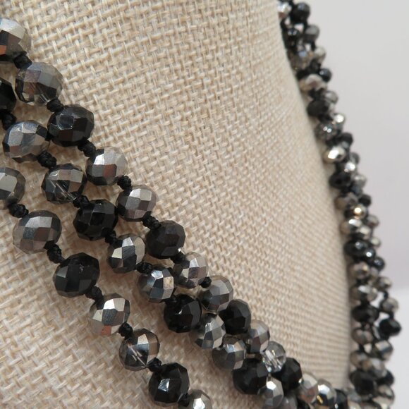 Black Gray Shimmery Beaded AB Accent Necklace - Picture 3 of 5